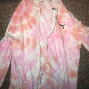 tie dye PINK zip up hoodie